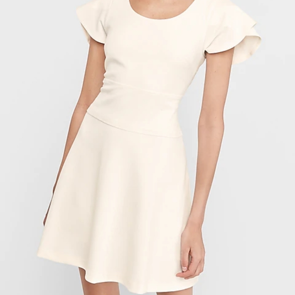 Express fit and flare flutter sleeve dress - Picture 1 of 8